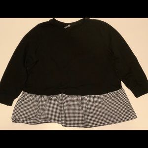 Ava & Viv Black Flowy Checkered Top